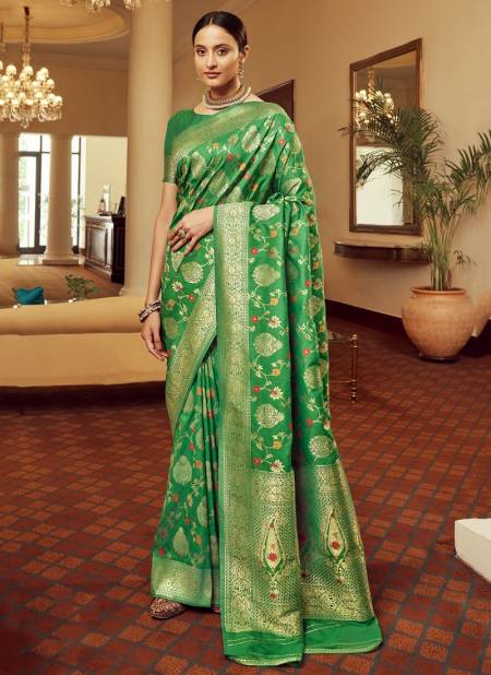 Dark Green Colour Rajyog Anubhuti Weaving Heavy Festive Wear Silk Latest Designer Saree Collection 5606
